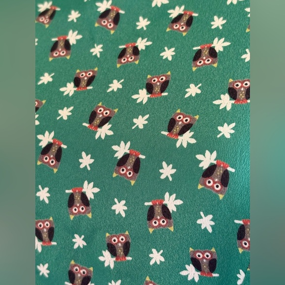 Alice Moon Green Puff Sleeve A-Line Mini Dress Owl Print size Small. - Picture 3 of 12